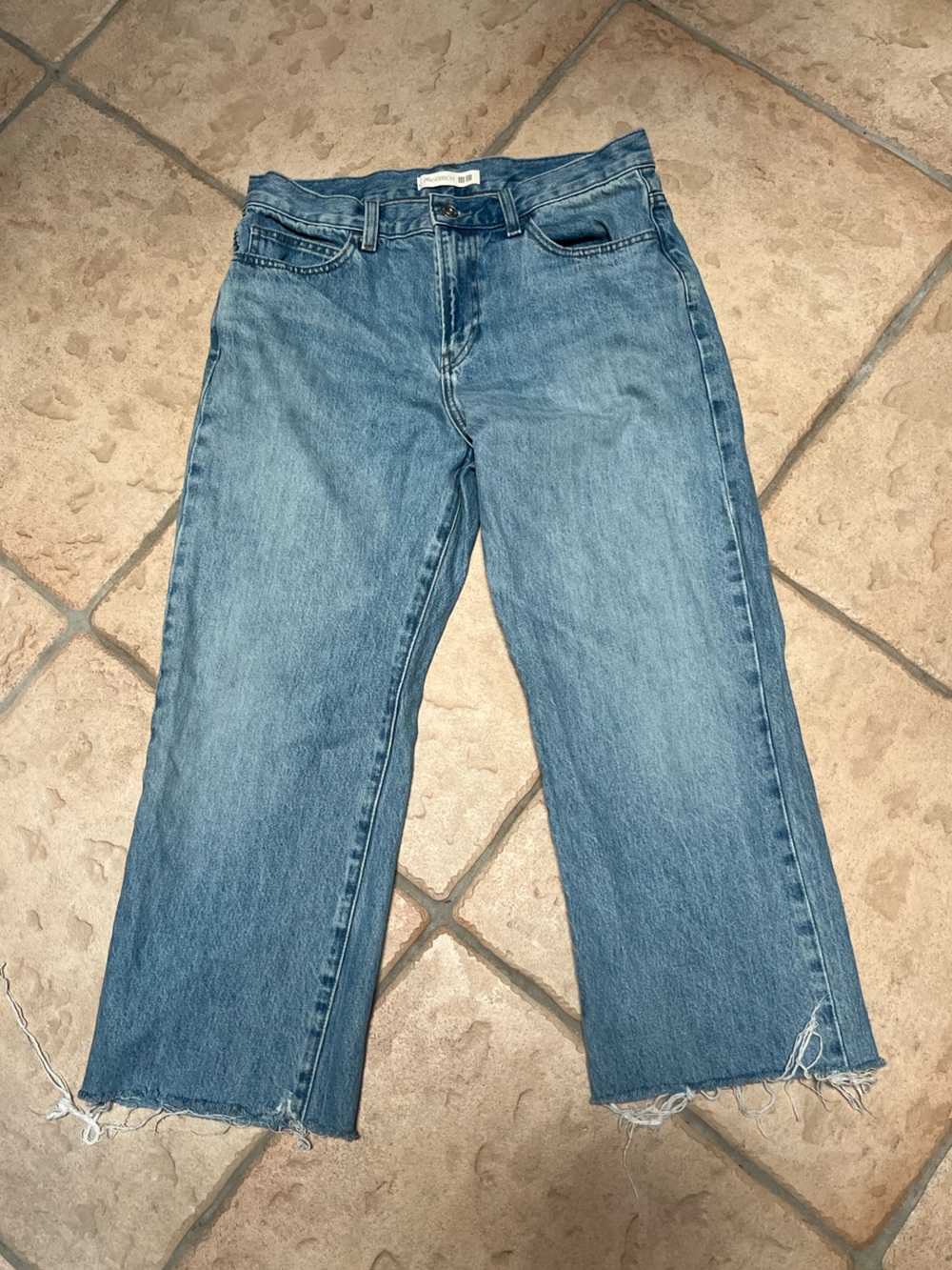 JW ANDERSON Mid Blue Straight-Leg Jeans with Raw Hem